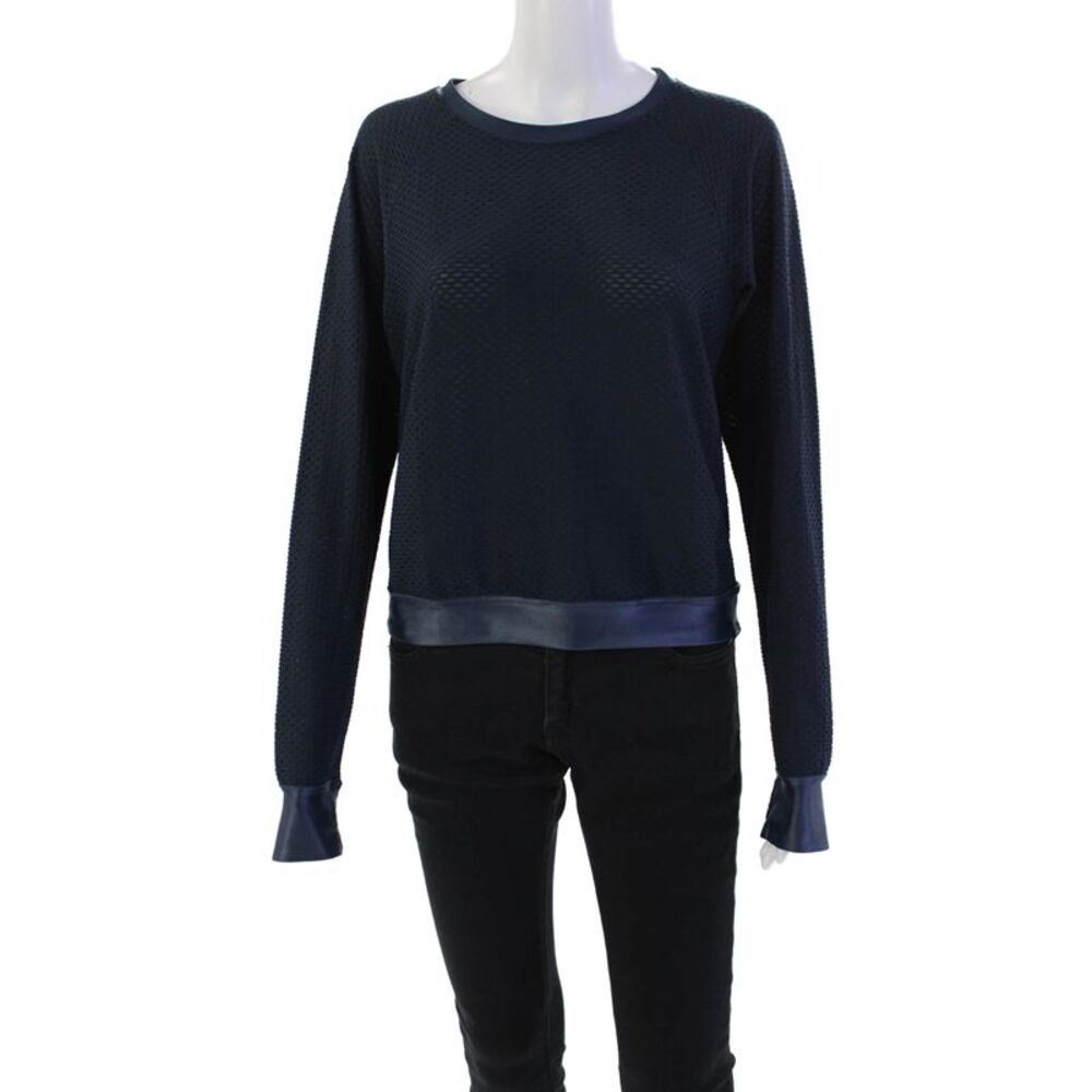Koral Womens Long Sleeve Round Neck Casual Pullover Blouse Blue Size S